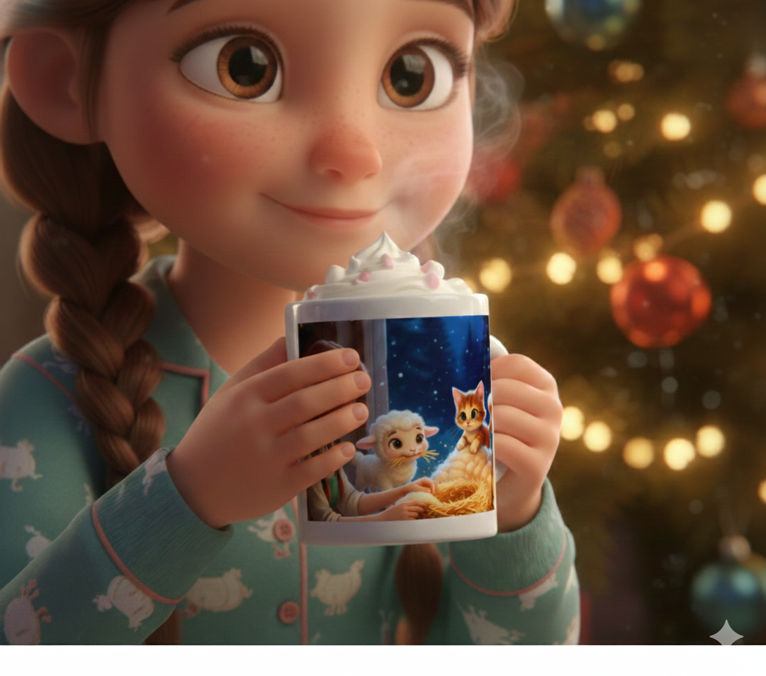 CHRISTMAS HOT COCOA MUG-LYLA, FRANKIE & JODI ANN