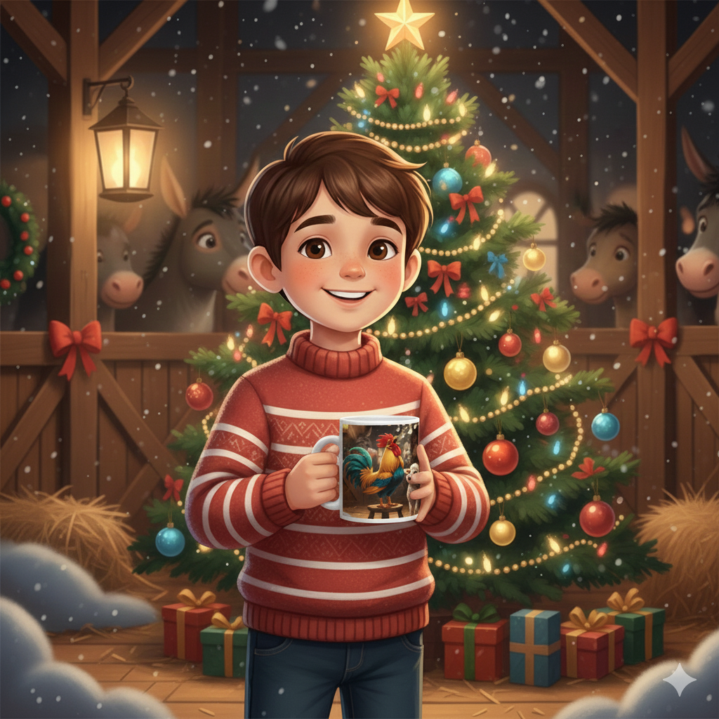 CHRISTMAS HOT COCOA MUG-RORY & FRANKIE