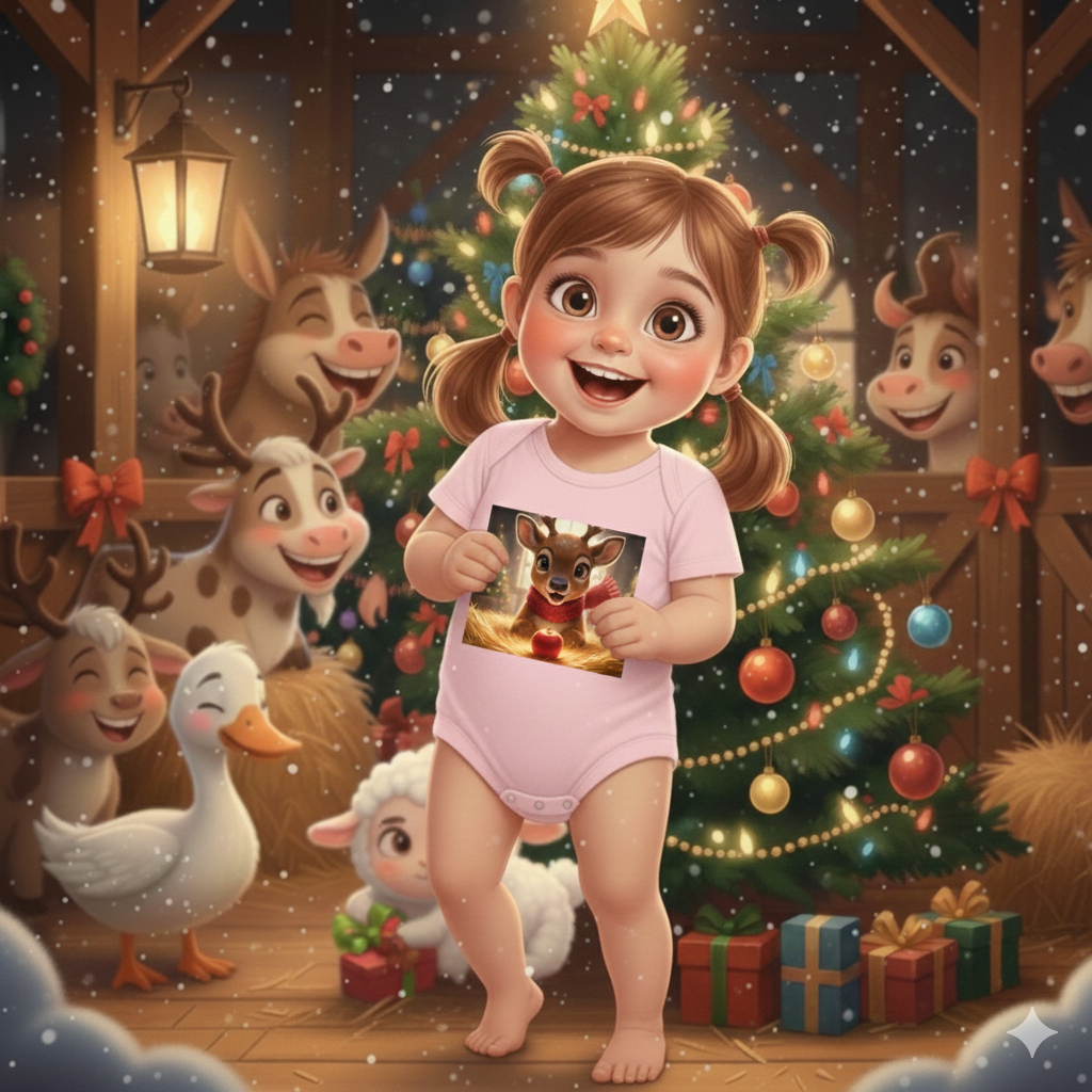 CHRISTMAS ROMPER-PIPER THE BABY REINDEER